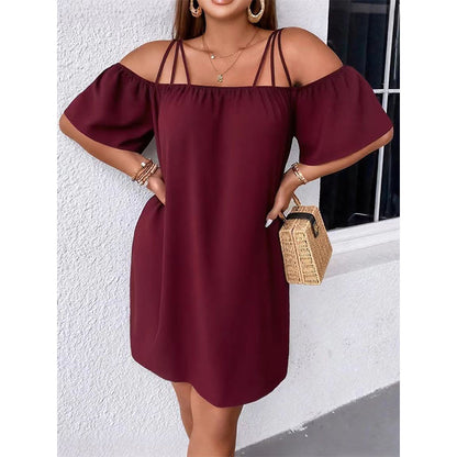 🔥50% RABATT!👗 Elegant ensfarget minikjole for damer