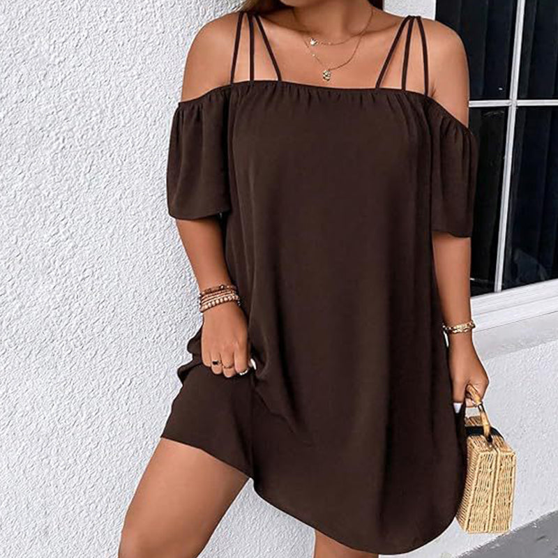 🔥50% RABATT!👗 Elegant ensfarget minikjole for damer