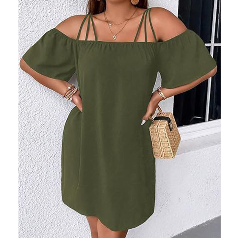 🔥50% RABATT!👗 Elegant ensfarget minikjole for damer