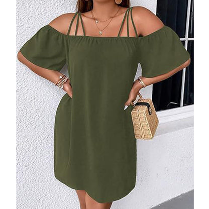 🔥50% RABATT!👗 Elegant ensfarget minikjole for damer