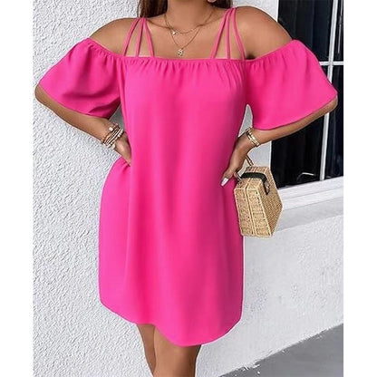 🔥50% RABATT!👗 Elegant ensfarget minikjole for damer