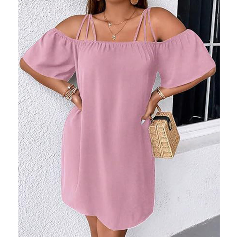 🔥50% RABATT!👗 Elegant ensfarget minikjole for damer