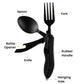 🍴 50% RABATT – 4-i-1 folding outdoor bestikksett – kompakt – rustfritt stål – kniv, gaffel, skje & flaskeåpner – perfekt til camping og friluftsliv