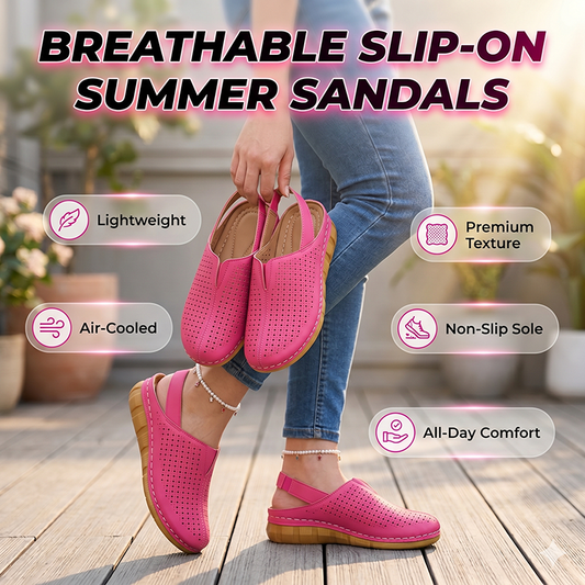 Perforerte kilehæl-slingback-sandaler for kvinner