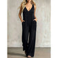 Uanstrengt sommerjumpsuit med V-hals for damer