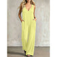 Uanstrengt sommerjumpsuit med V-hals for damer