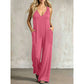 Uanstrengt sommerjumpsuit med V-hals for damer