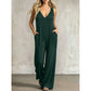 Uanstrengt sommerjumpsuit med V-hals for damer