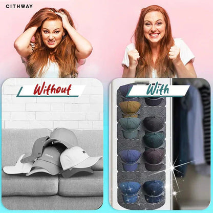 🔥🧢 50 % RABATT!🎩 Hengende hattehylle med 14 lommer – Holder hattene i form, uten bretter. Plassbesparende og enkel å henge opp. Perfekt for caps og solhatter! 🏠✨