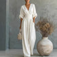 👗✨Uanstrengt eleganse – Jumpsuit for damer med V-hals, høy midje og vid ben💫