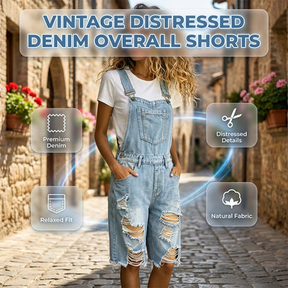 📢📢50 % RABATT !! ⏰Distressed denim-overallshorts for damer