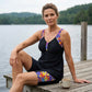 Badedrakt med flagrende tankini-topp og shorts til dame
