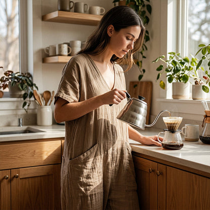 Løs sommerjumpsuit med V-hals for kvinner
