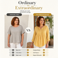 Langermet bluse med plissert Henley-hals for damer