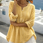 Langermet bluse med plissert Henley-hals for damer