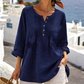 Langermet bluse med plissert Henley-hals for damer