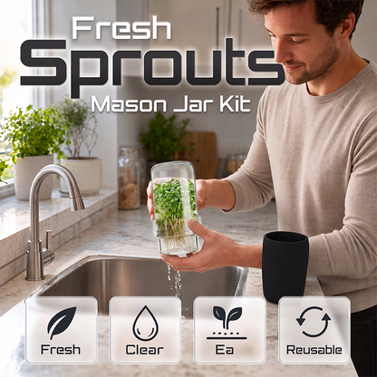 🎁2026 Nye produkter 50 % RABATT💥Dyrk ferske spirer hjemme – Spiresett i glass med mørkleggingshylse🥗