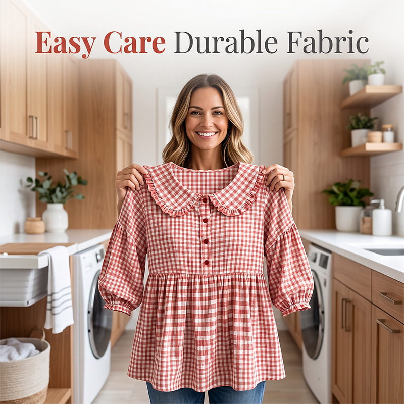 Casual-top for kvinner med gingham-mønster
