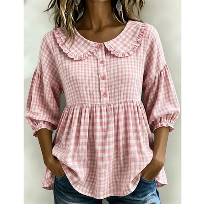 Casual-top for kvinner med gingham-mønster