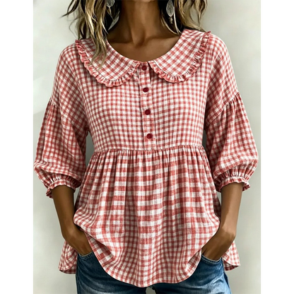 Casual-top for kvinner med gingham-mønster