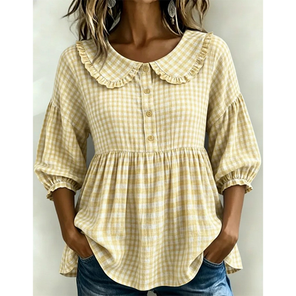 Casual-top for kvinner med gingham-mønster
