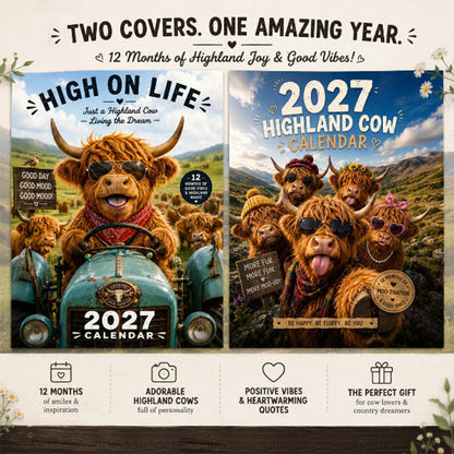 2027 Veggkalender med høylandskyr