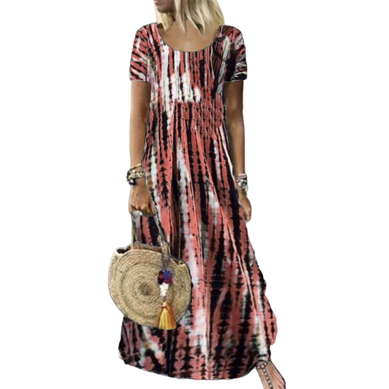 🎪 Lanseringsnytt + 50% i begrenset tid = dobbel overraskelse! Løs fritidskjole for kvinner med tie-dye-mønster