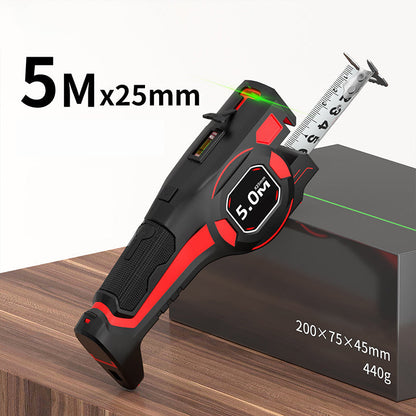 📏 2-i-1 laser-målebånd med grønn laser, autolås, innebygd vannpass og oppladbar Type-C. Mål nøyaktig og enkelt – et must for oppussing! 🔋✨