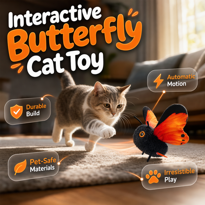 🦋🐱 Smart, bevegelsessensitiv leketøy i form av en flagrende sommerfugl 🐈 Den perfekte lekekameraten for kjæledyr! Bevegelsesaktivert, realistisk flyging, interaktiv moro – holder katten din opptatt i timevis. 🔥✨