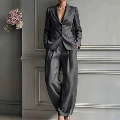 2-delers dress med blazer og bukser i casual-stil for kvinner