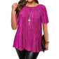 Flatterende plissert plussbluse