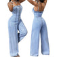 🎉 2026 SALG — Over 34 000 solgt! 👖 Denim-kjeledress med spaghetti-stropper og brede ben – høy midje, forlenger silhuetten umiddelbart! ✨