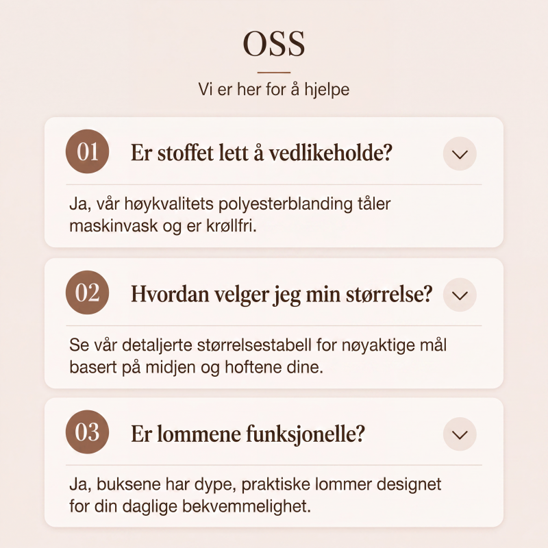Damebukser med høy midje, vide ben og kontrastkant