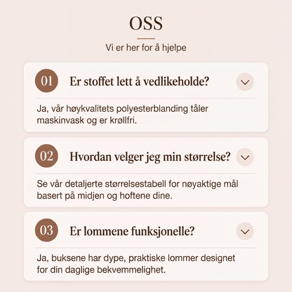 Damebukser med høy midje, vide ben og kontrastkant