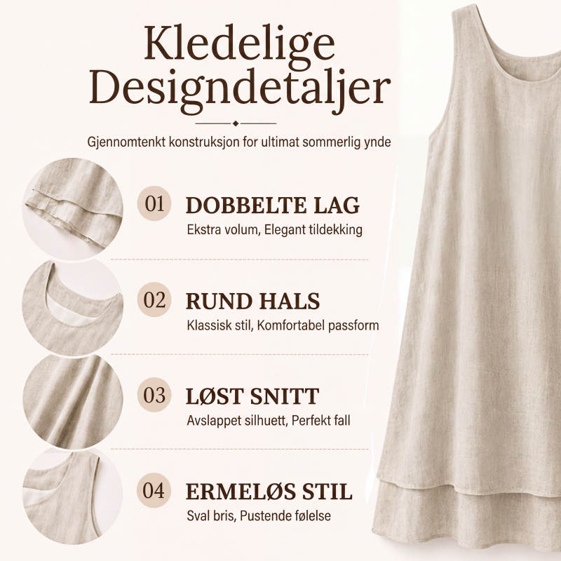 Kvinner ermeløs dobbeltlags kjole