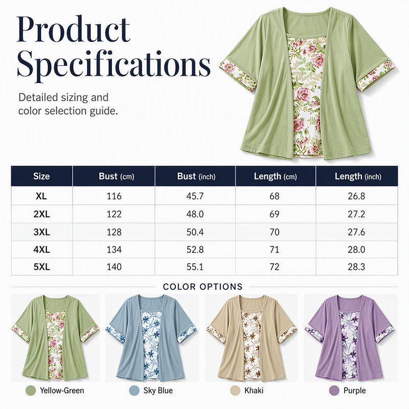 Women’s Summer Floral Print Fake 2-Piece Top