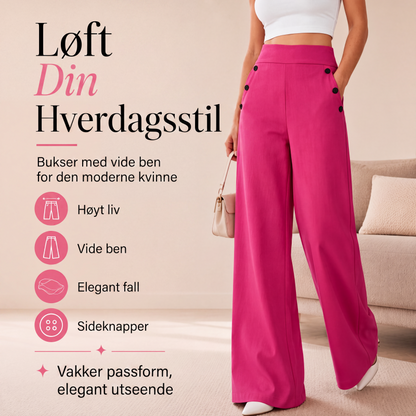 Damehøytaljede videbukser med sideknapper