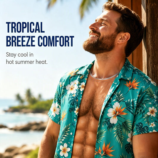 🤣🌴 Skjorten som får alle til å le! Hawaiian-skjorte for menn med 3D-muskeltrykk | Morsomt sommerfestantrekk