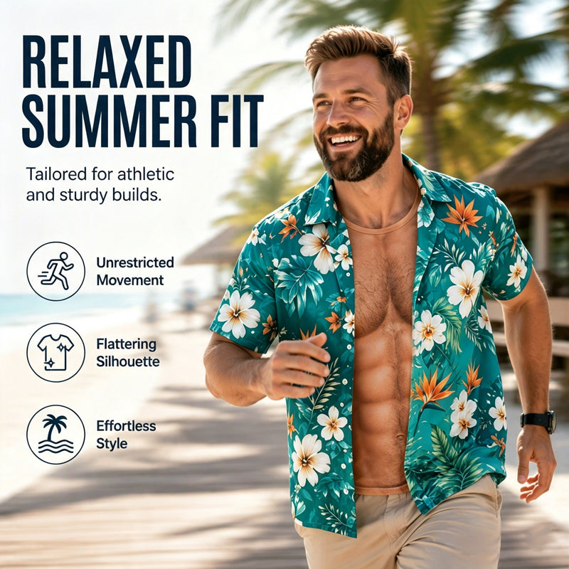 🤣🌴 Skjorten som får alle til å le! Hawaiian-skjorte for menn med 3D-muskeltrykk | Morsomt sommerfestantrekk