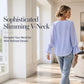 Elegant ensfarget bluse med V-hals for damer