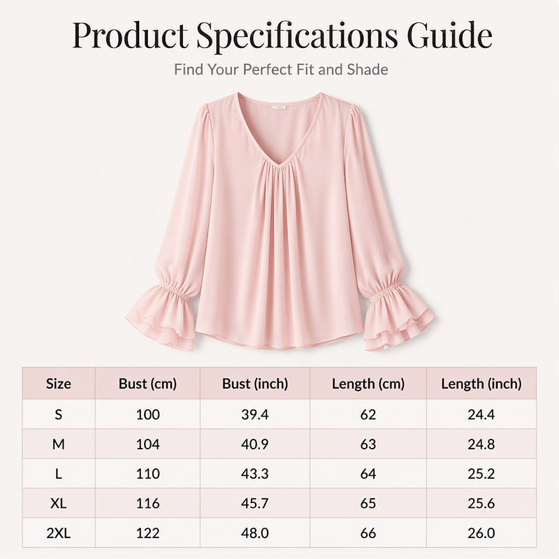 Elegant ensfarget bluse med V-hals for damer