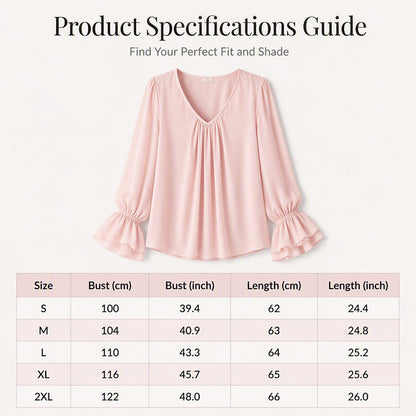 Elegant ensfarget bluse med V-hals for damer