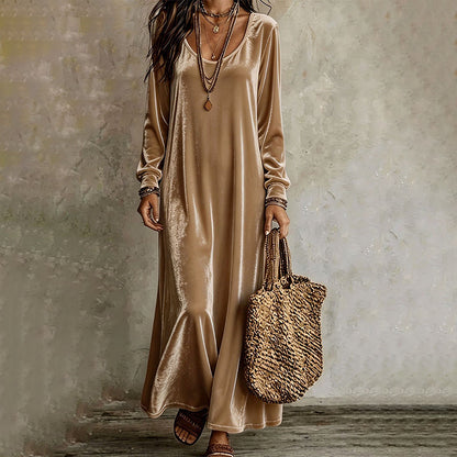 Elegant maxi-kjole med lange ermer for damer