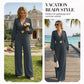 Elegant jumpsuit med V-hals og vide ben, med belte