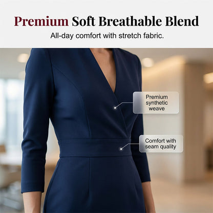 Elegant bodycon-kjole med stående krage og V-hals