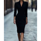 Elegant bodycon-kjole med stående krage og V-hals
