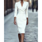 Elegant bodycon-kjole med stående krage og V-hals