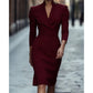 Elegant bodycon-kjole med stående krage og V-hals