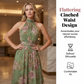 Elegant maxi-kjole med blomstermønster og halterneck