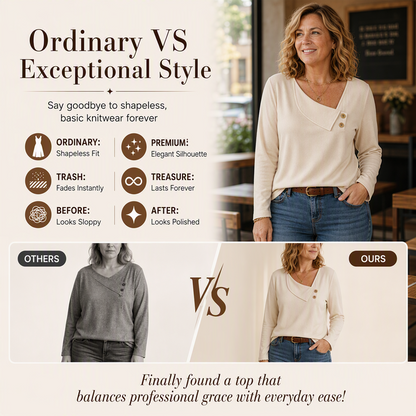 ✨Spesialtilbud: 50 % rabatt! Stilig asymmetrisk topp med V-hals for damer